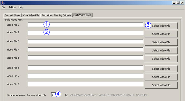 select multi video files for one contact sheet